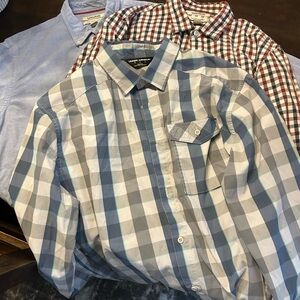 3 men’s large button up shirts, long sleeved